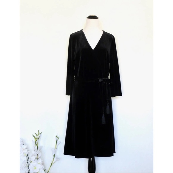 NEW! J Jill Velvet Wrap Dress Belt with Tassels Black SZ M - Picture 5 of 11